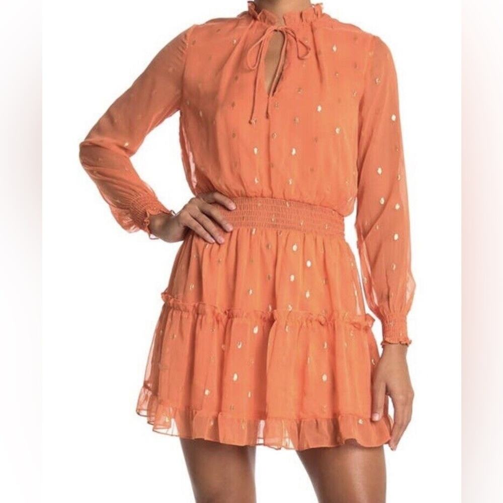 NSR Napean Sea Road Ruffle Trim Smocked Dress Size S